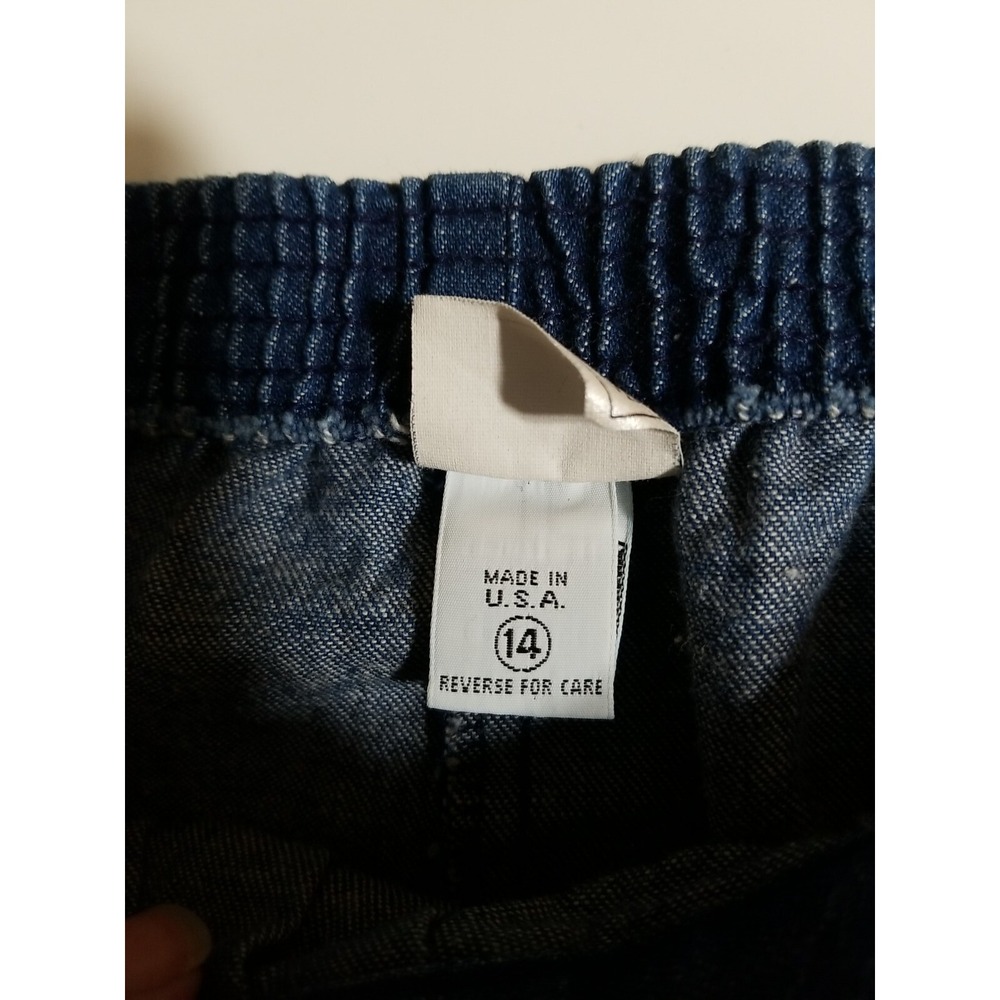 Vtg 80s Skirt A-Line Long Dark Wash Denim Mom S Pleats Elastic Pockets Modest - Picture 10 of 14